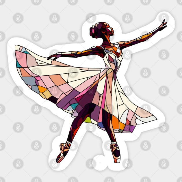 Beautiful ballerina in a colorful dress. Vector illustration, ballet dance performer, mosaic glass Sticker by Nora Liak